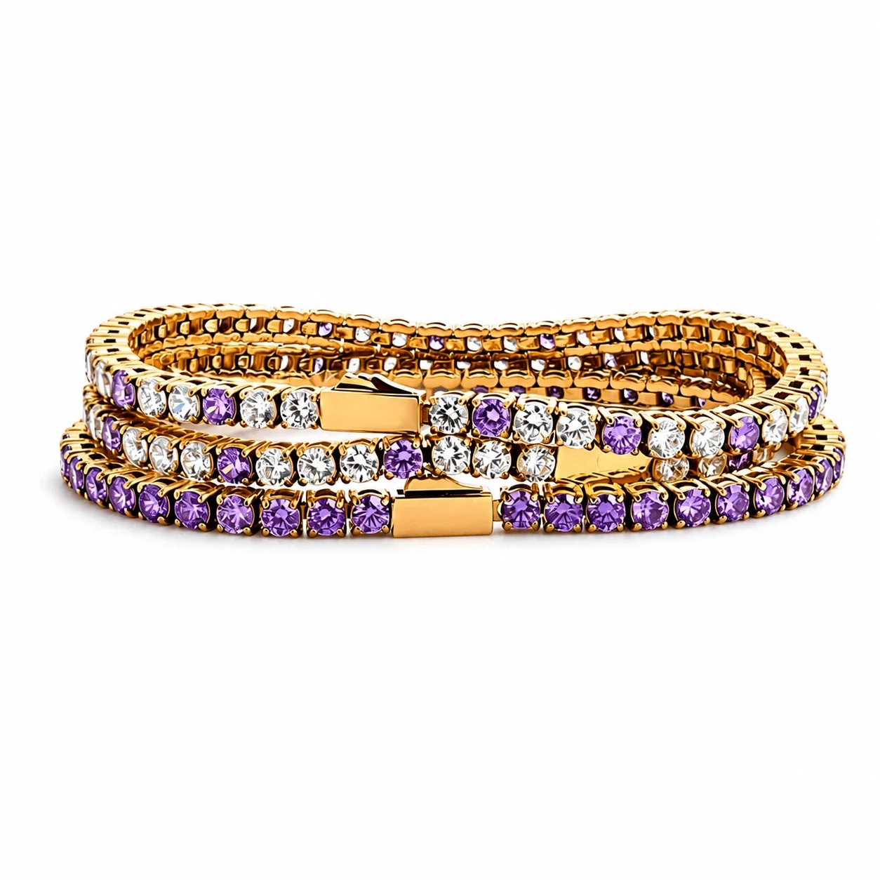 Graphic 316 Stainless Steel Square CZ Tennis Bracelet