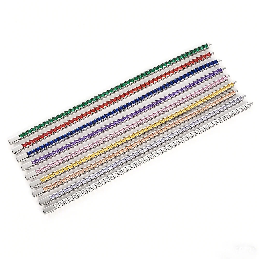 Graphic 316 Stainless Steel Square CZ Tennis Bracelet