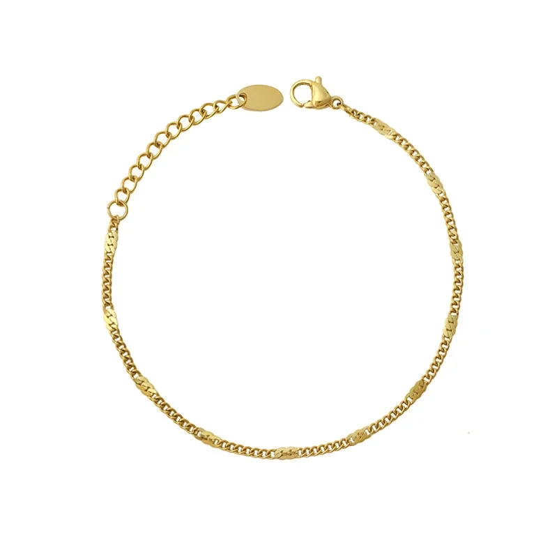 Sleek Gold-Plated Flat Curb Chain Bracelet