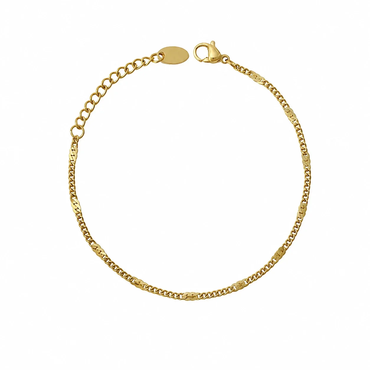 Sleek Gold-Plated Flat Curb Chain Bracelet