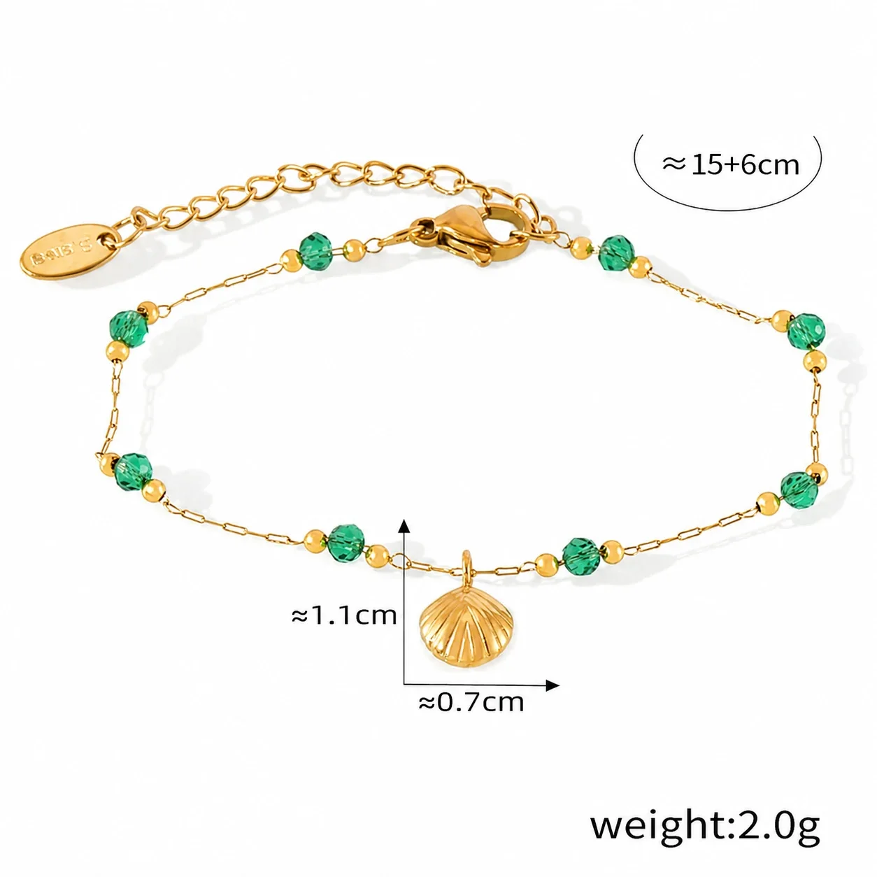 Coastal 18K Gold-Plated Scallop Green Crystal Necklace - Gold