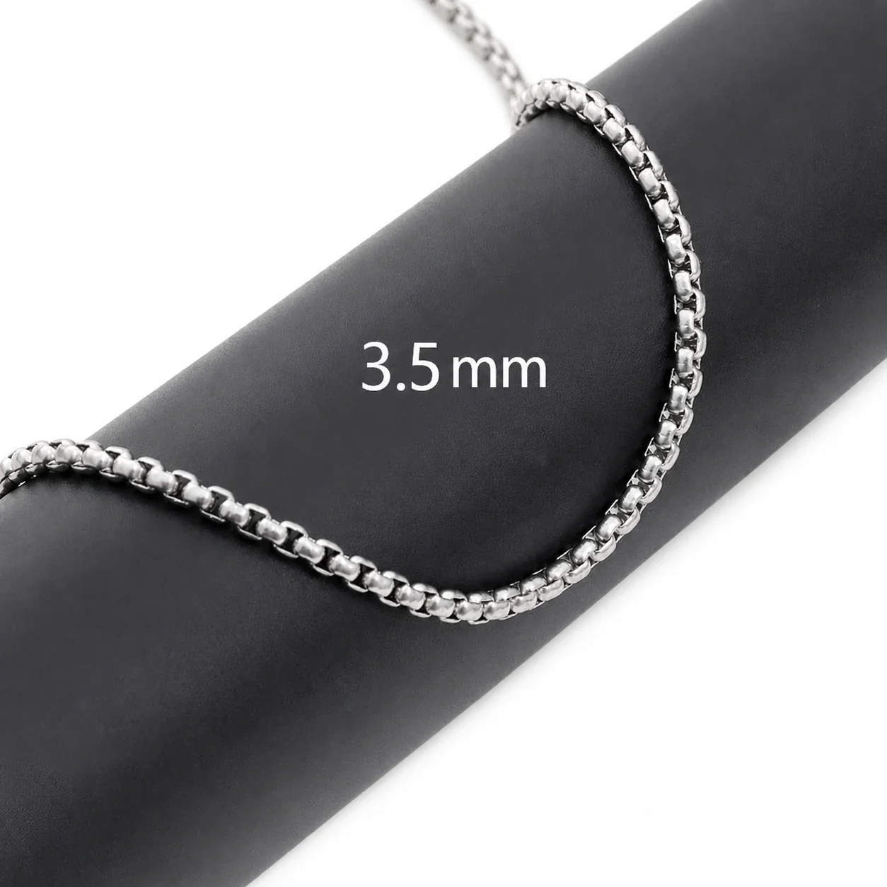 Polished Silver-Plated Box Link Lobster Clasp Chain Necklace