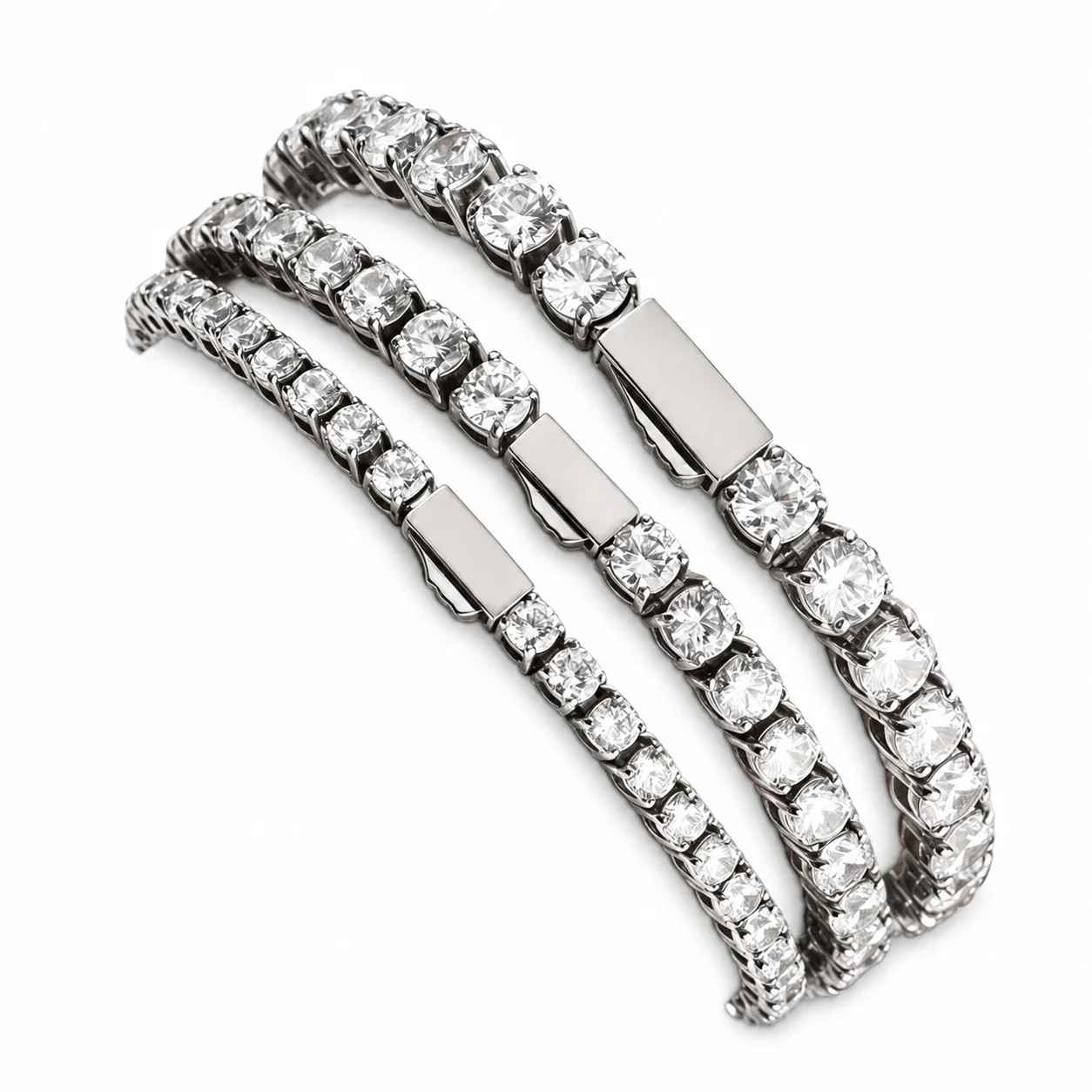 Refined 316 Stainless Steel Round CZ Tennis Bracelet