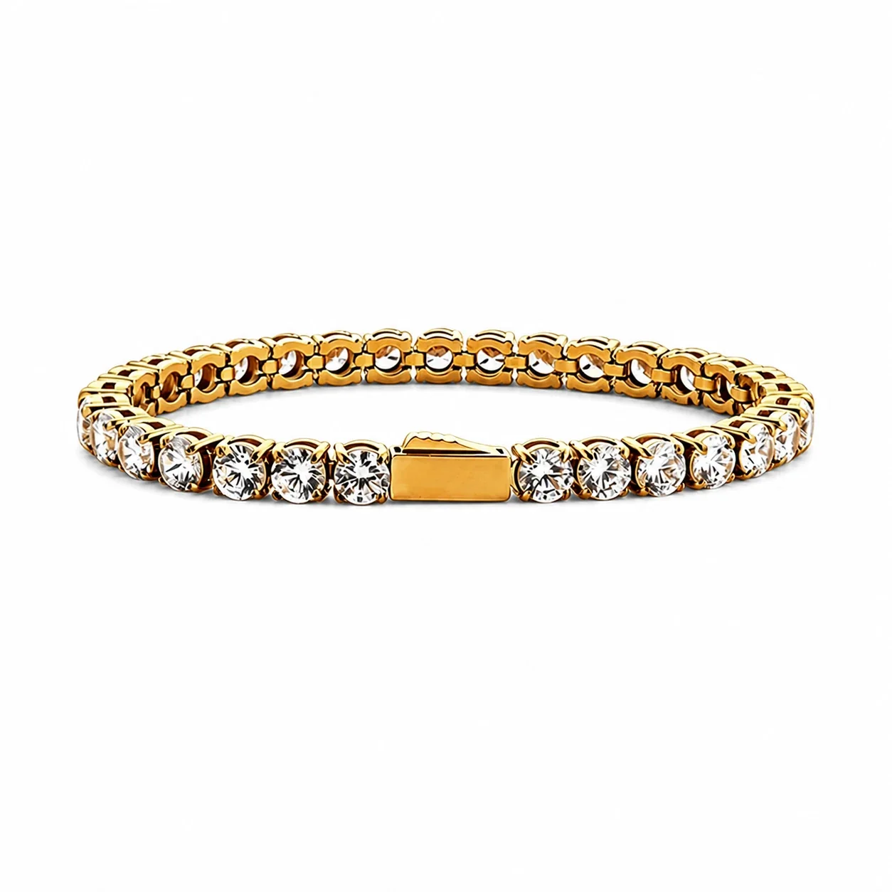 Refined 316 Stainless Steel Round CZ Tennis Bracelet