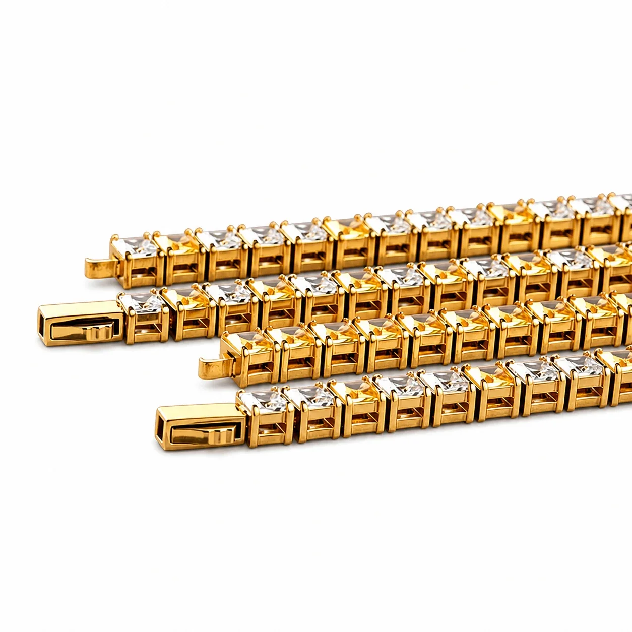 Refined 316 Stainless Steel Round CZ Tennis Bracelet
