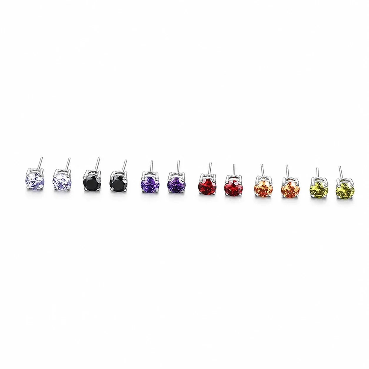 Brilliant 316 Stainless Steel Round Four-Prong Stud Earrings