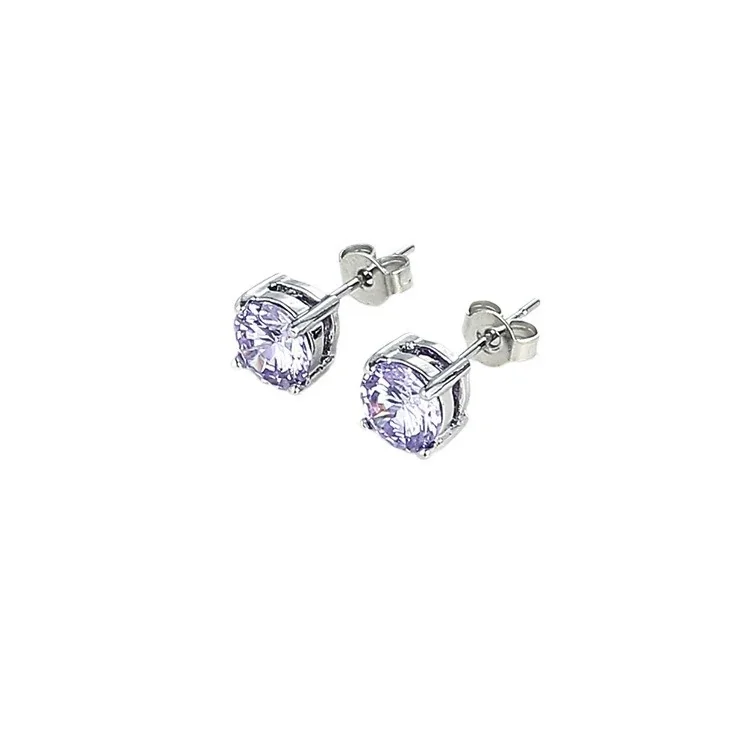 Brilliant 316 Stainless Steel Round Four-Prong Stud Earrings