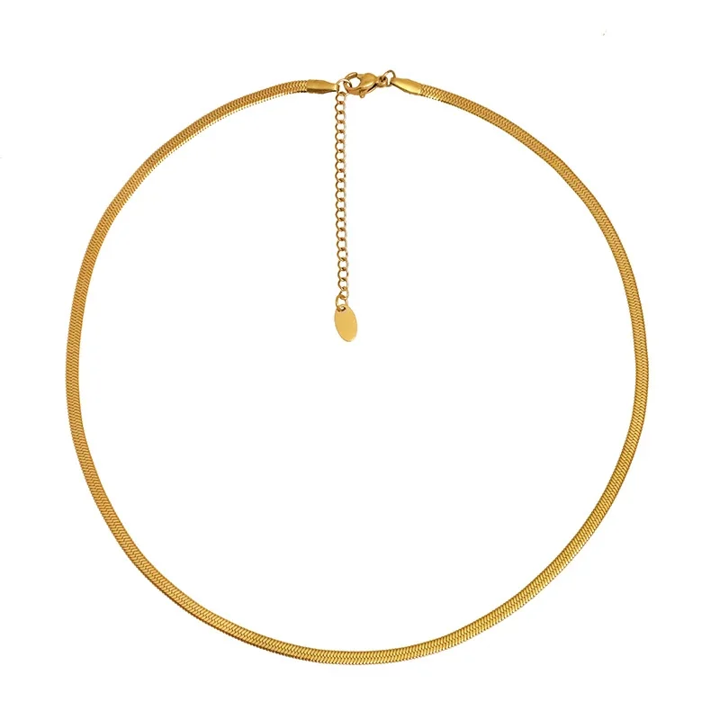 Sleek Gold-Plated Snake Chain Necklace Bracelet Set