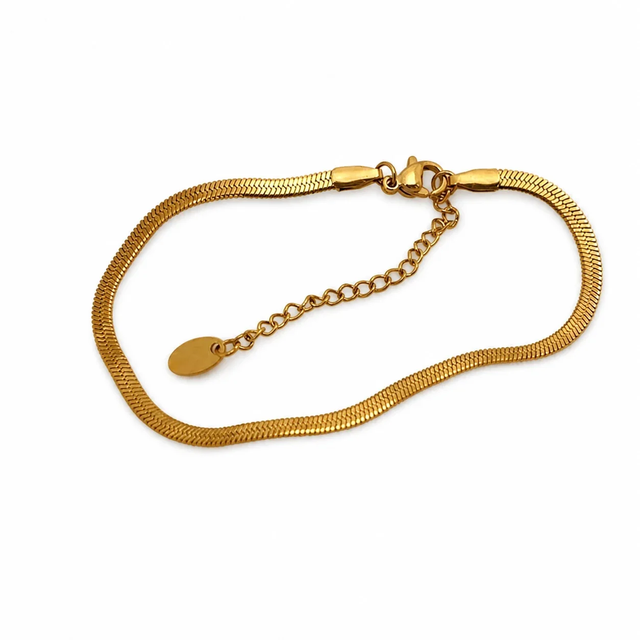 Sleek Gold-Plated Snake Chain Necklace Bracelet Set