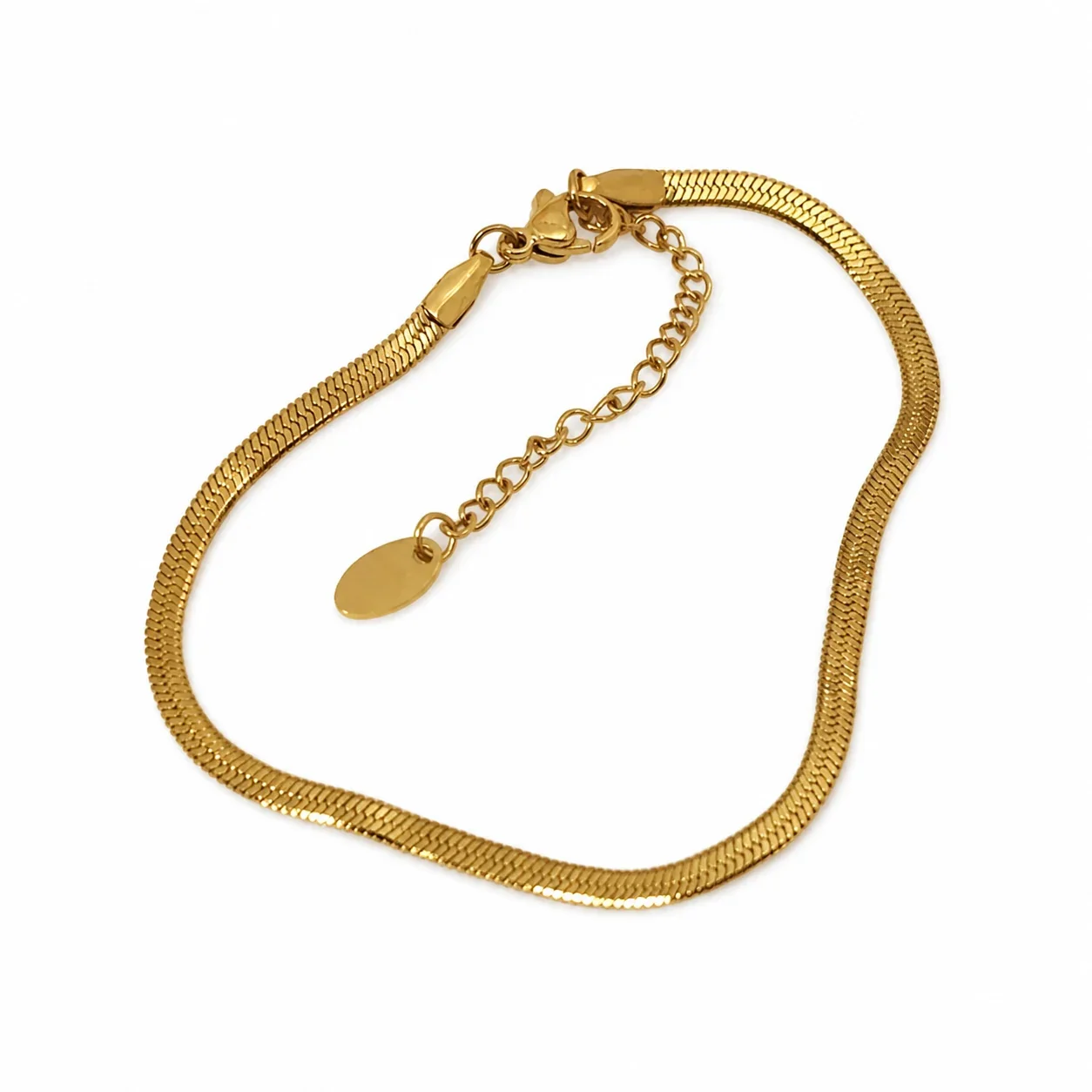 Sleek Gold-Plated Snake Chain Necklace Bracelet Set