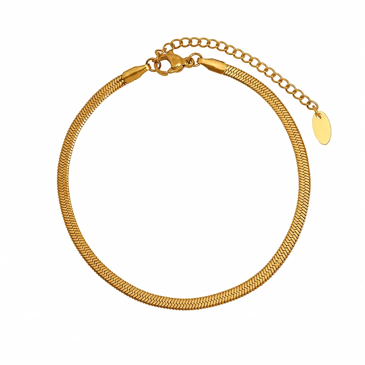 Sleek Gold-Plated Snake Chain Necklace Bracelet Set - Gold