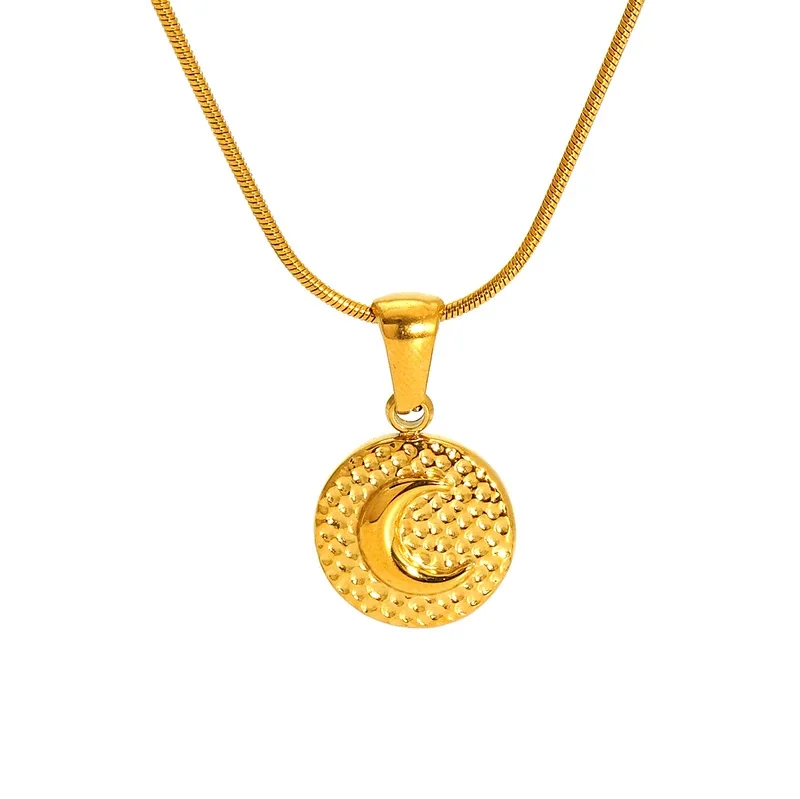 Celestial 18K Gold-Plated Sun Moon Snake Chain Necklace