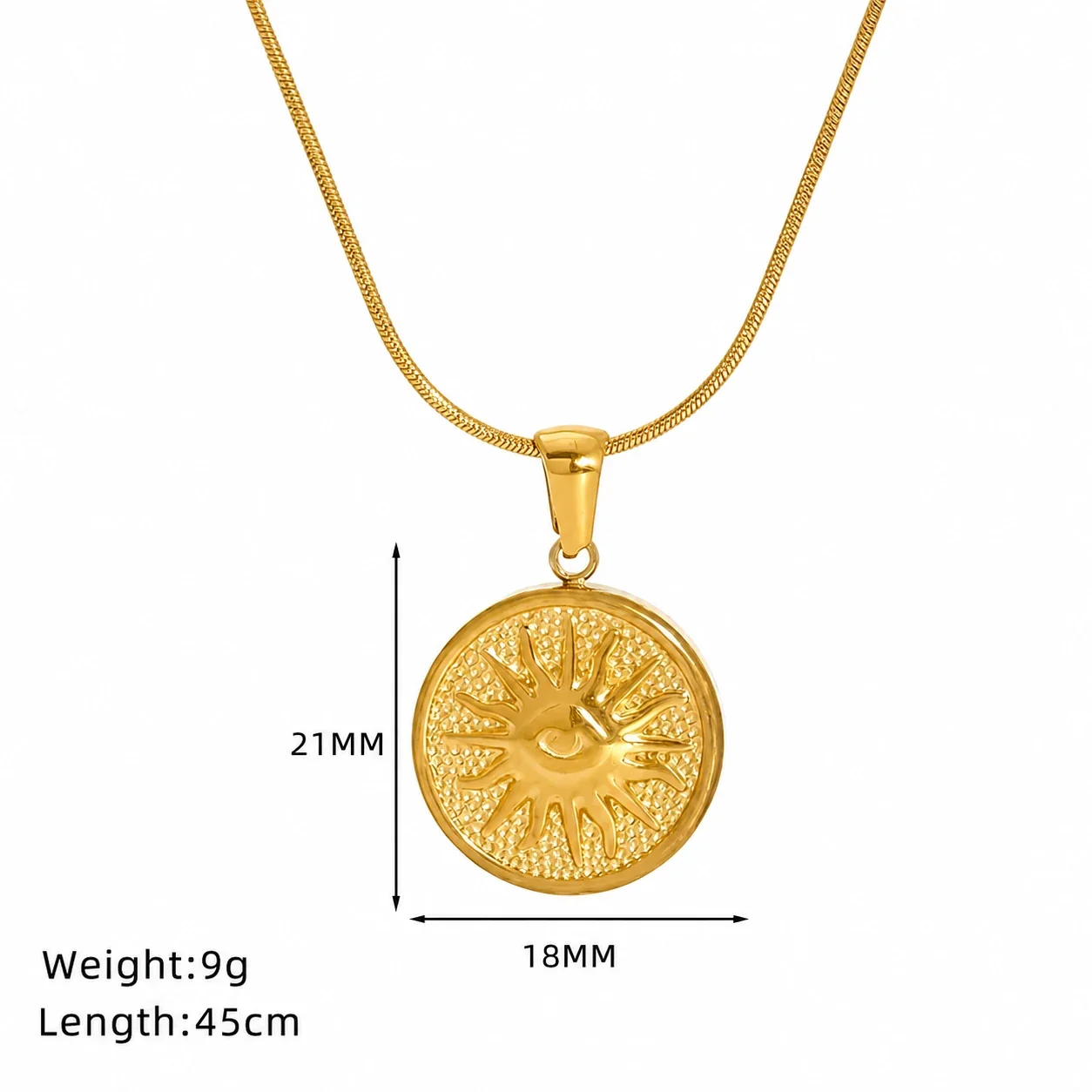 Celestial 18K Gold-Plated Sun Moon Snake Chain Necklace - Gold Star Snake