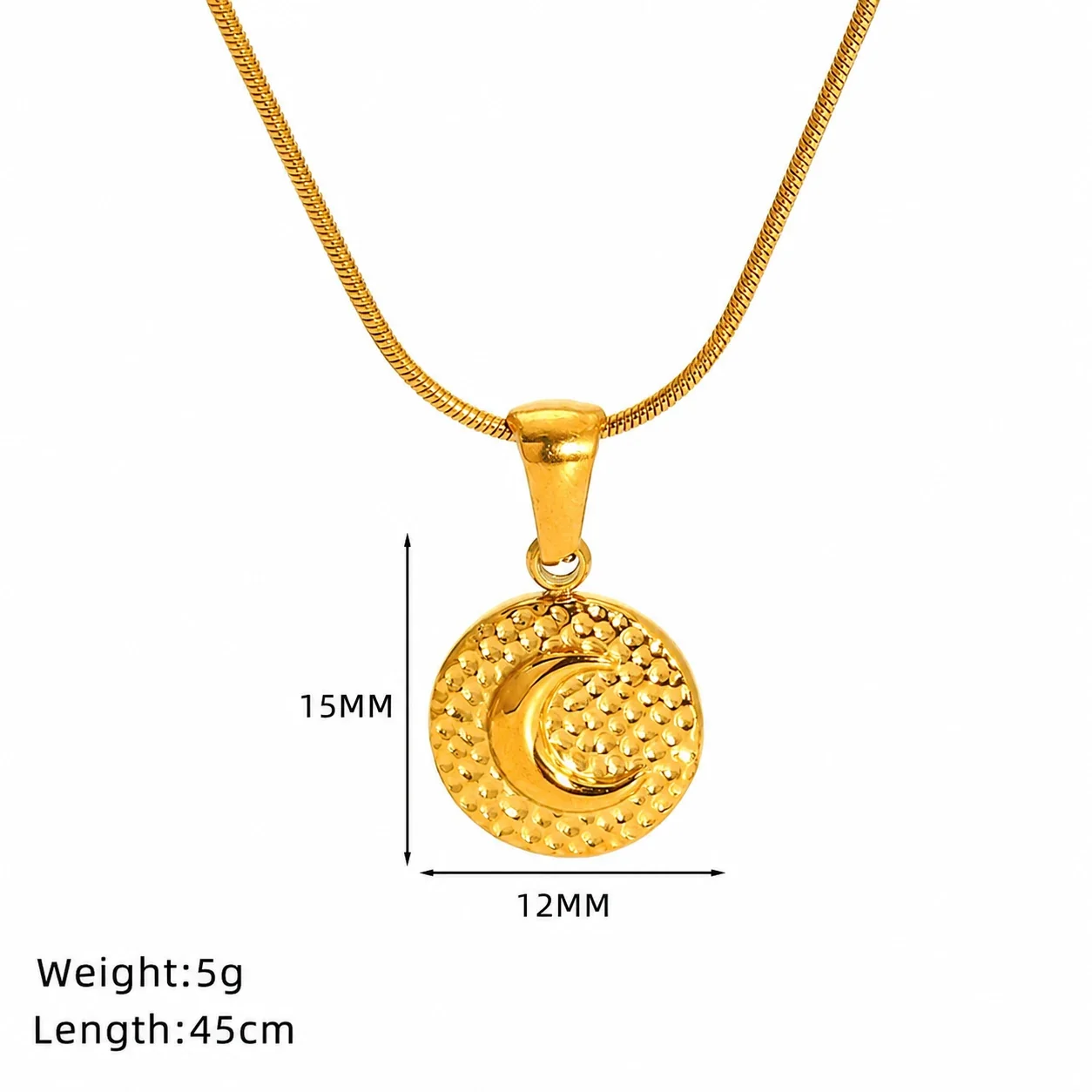 Celestial 18K Gold-Plated Sun Moon Snake Chain Necklace - Gold Sun Snake