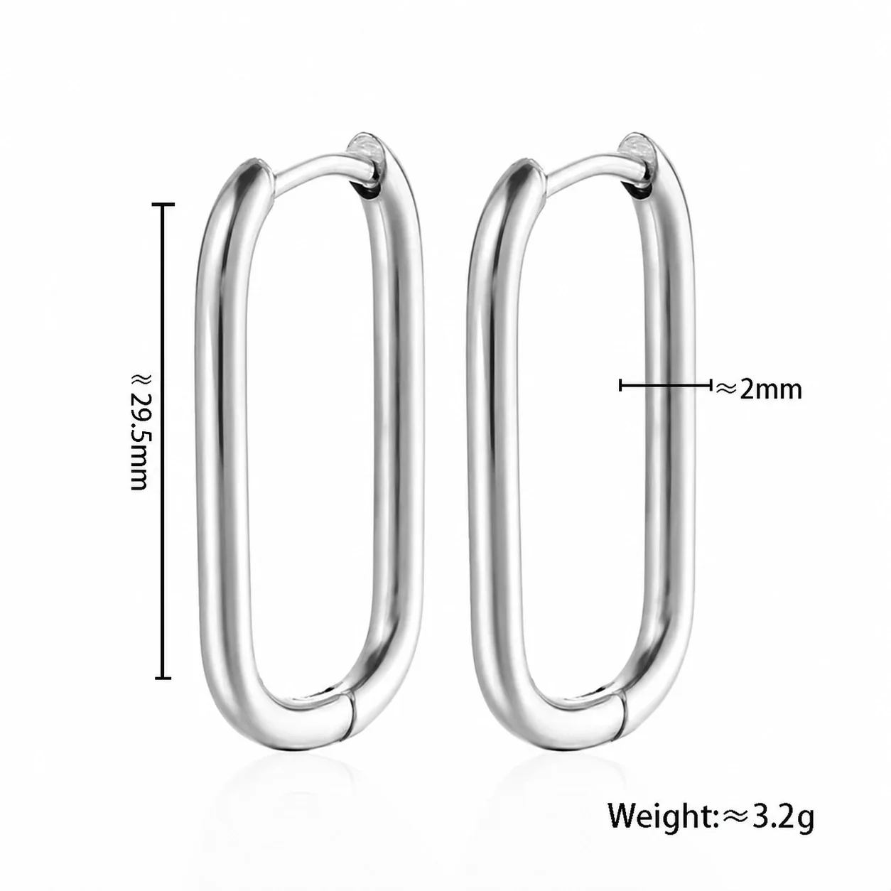 Bold 316 Stainless Steel Gold PVD Flat Huggie Hoop Earrings - Silver