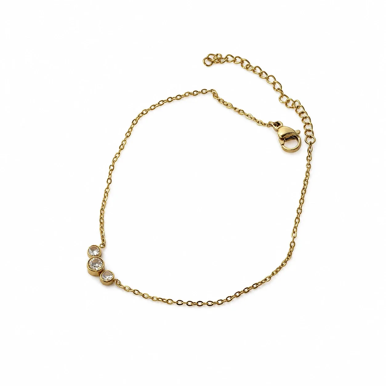 Delicate Gold-Plated 316 Stainless Steel Triple Bezel Necklace