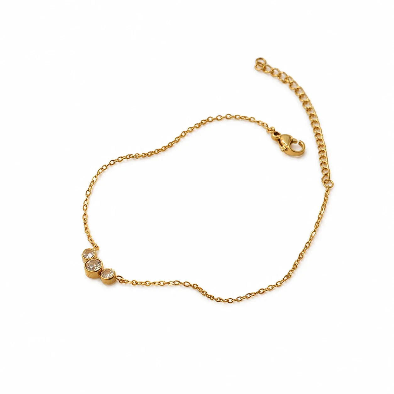 Delicate Gold-Plated 316 Stainless Steel Triple Bezel Necklace
