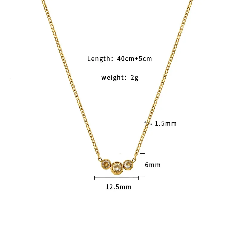 Delicate Gold-Plated 316 Stainless Steel Triple Bezel Necklace