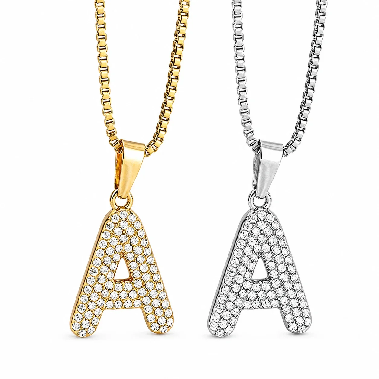 Sparkling 316 Stainless Steel CZ Initial Necklace