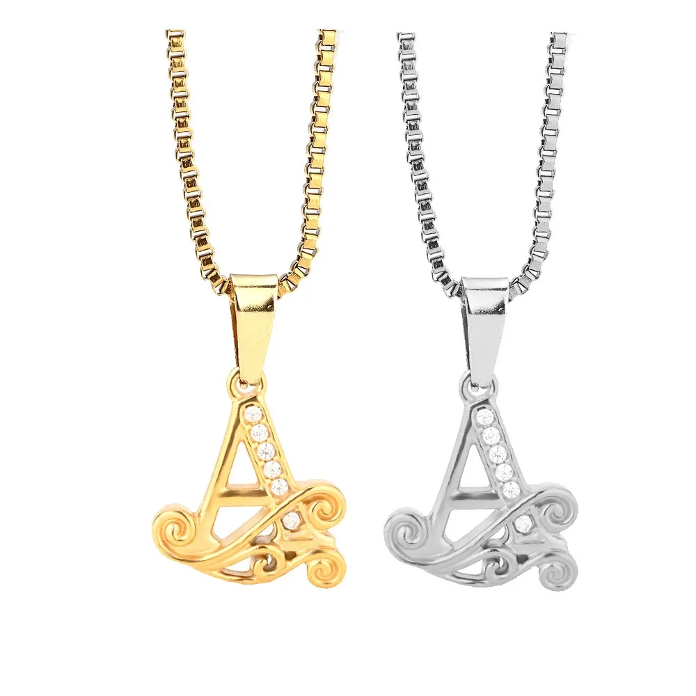 Sparkling 316 Stainless Steel CZ Initial Necklace