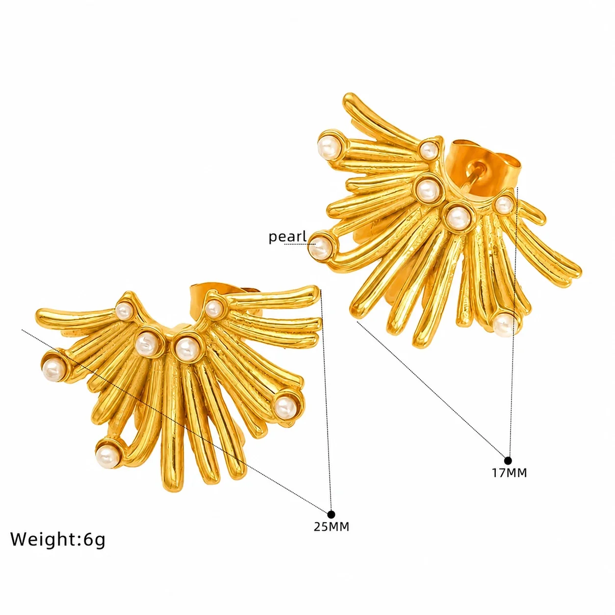 Ornate Gold-Plated Heart Bow Pearl-Effect Stud Earrings - Gold Bow Pearl-Effect