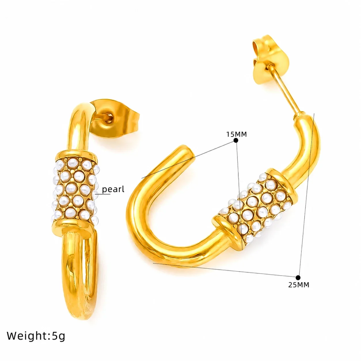 Ornate Gold-Plated Heart Bow Pearl-Effect Stud Earrings - Gold Pearl-Effect Hoop