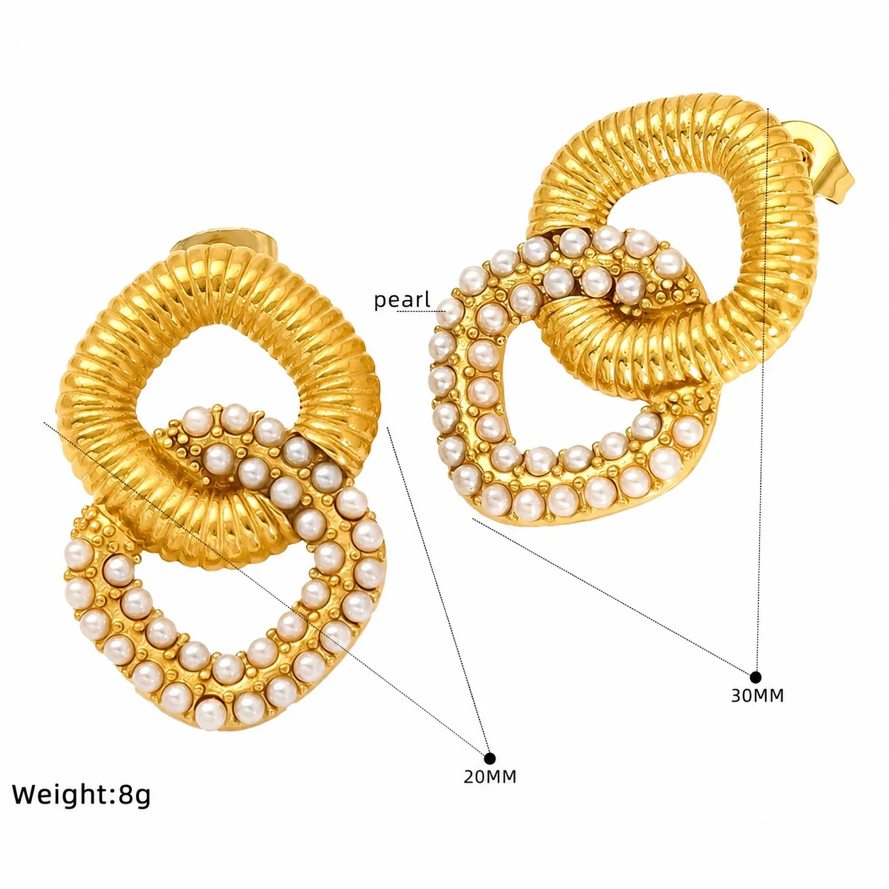 Ornate Gold-Plated Heart Bow Pearl-Effect Stud Earrings - Gold Crystal Hoop