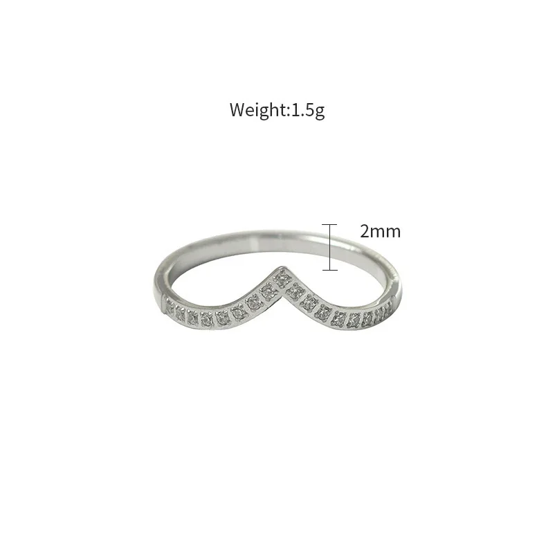 Chevron 316 Stainless Steel Pavé Round CZ Stacking Ring