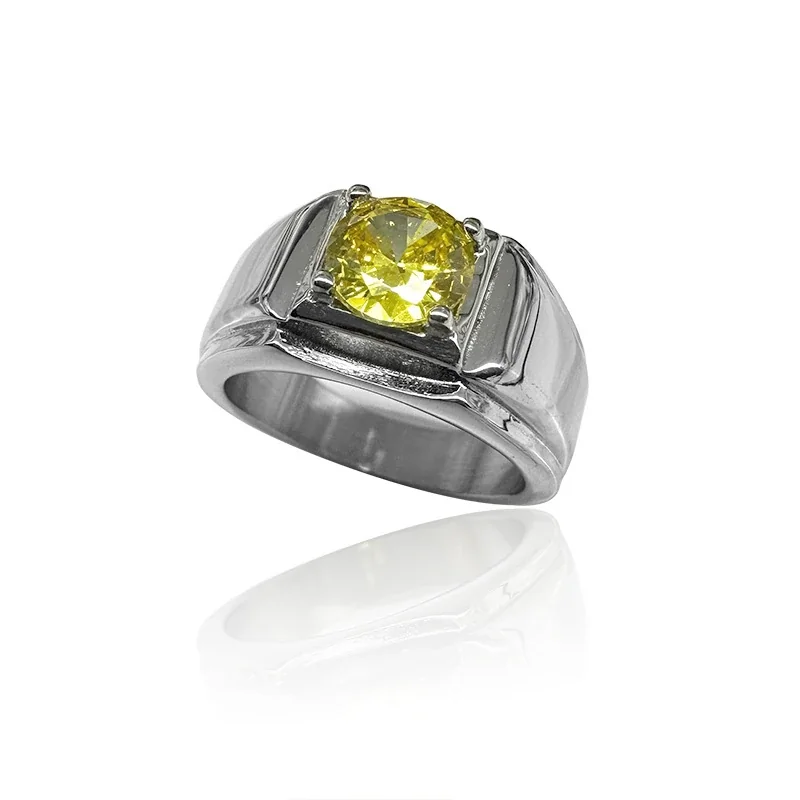 Geometric Shoulder Round Stone Signet Ring