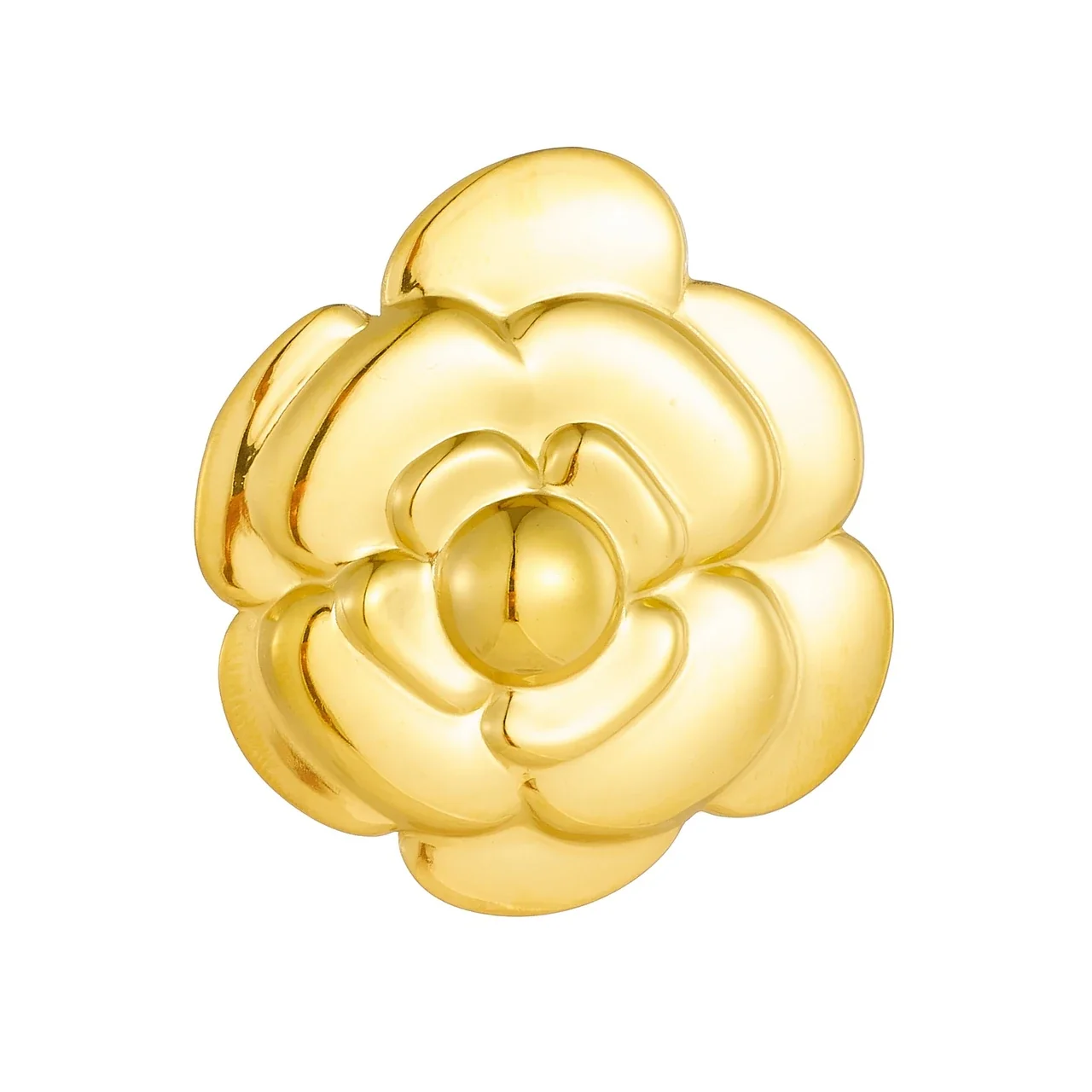 Camellia Brooch with Layered Petals, Gold-Plated Stainless Steel