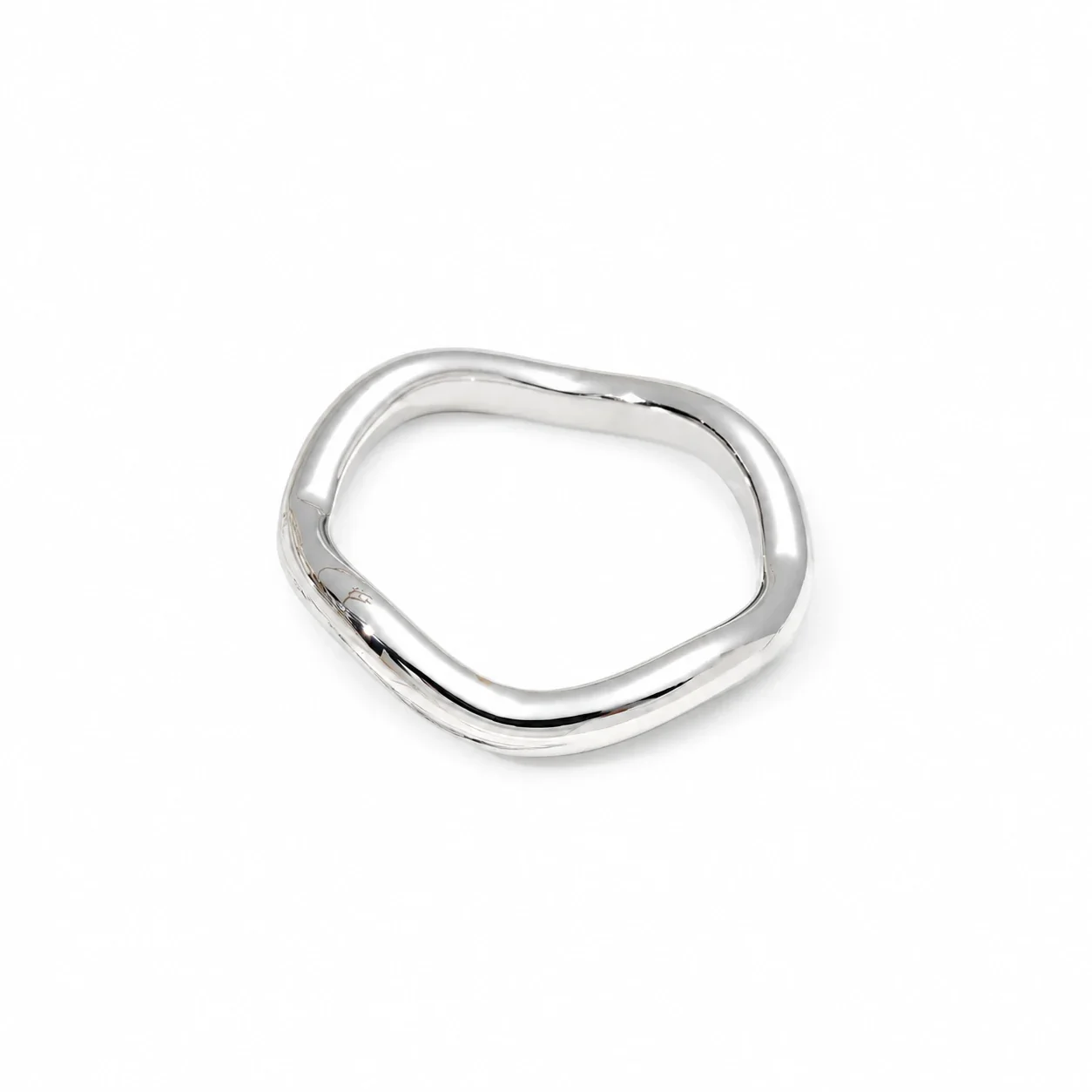 Wavy Band Ring with Rounded Square Profile, Stainless Steel