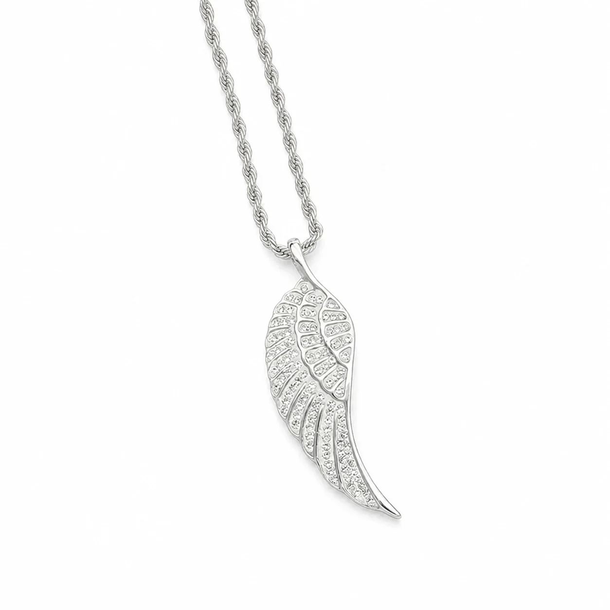 Swept Wing 316 Stainless Steel Pavé Crystal Pendant