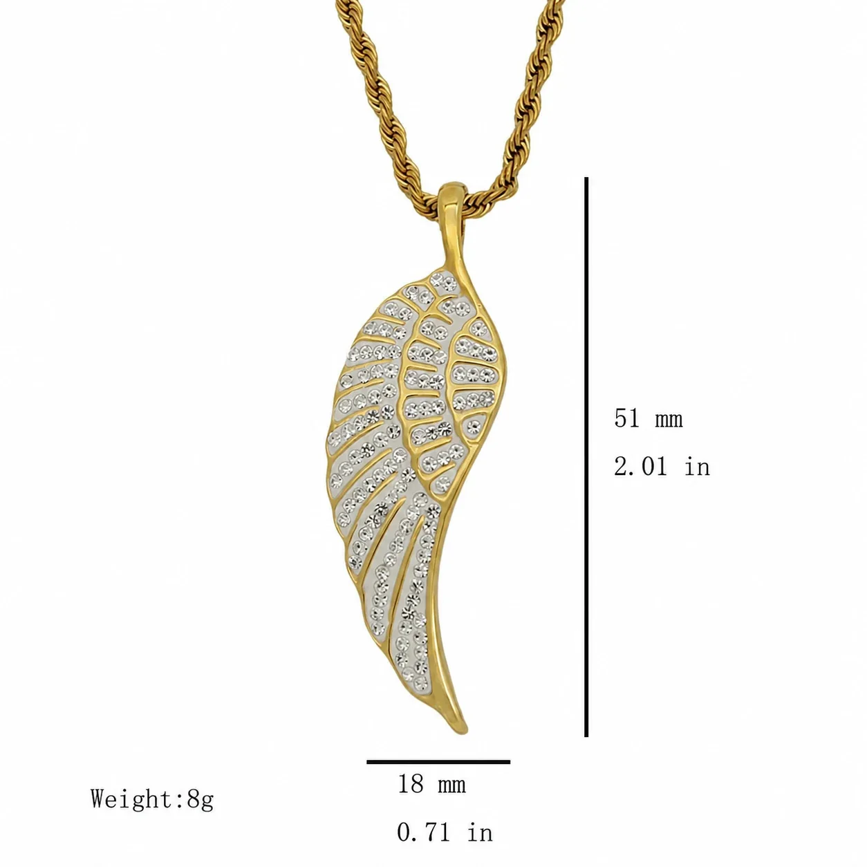 Swept Wing 316 Stainless Steel Pavé Crystal Pendant