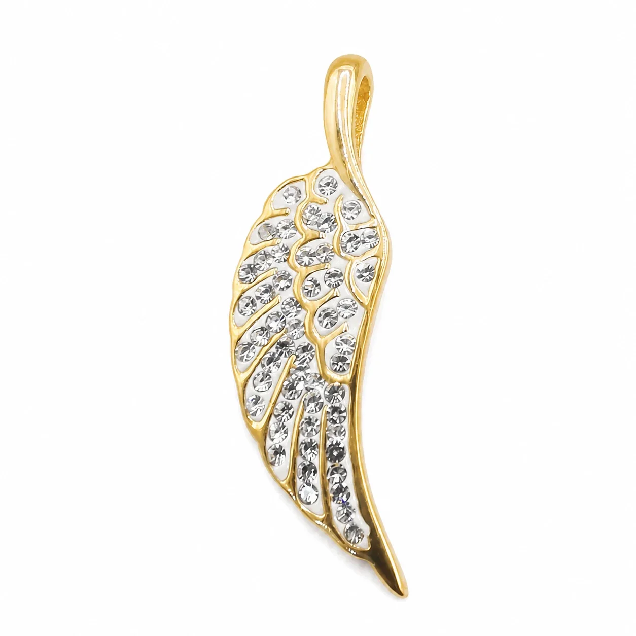 Swept Wing 316 Stainless Steel Pavé Crystal Pendant - Gold B