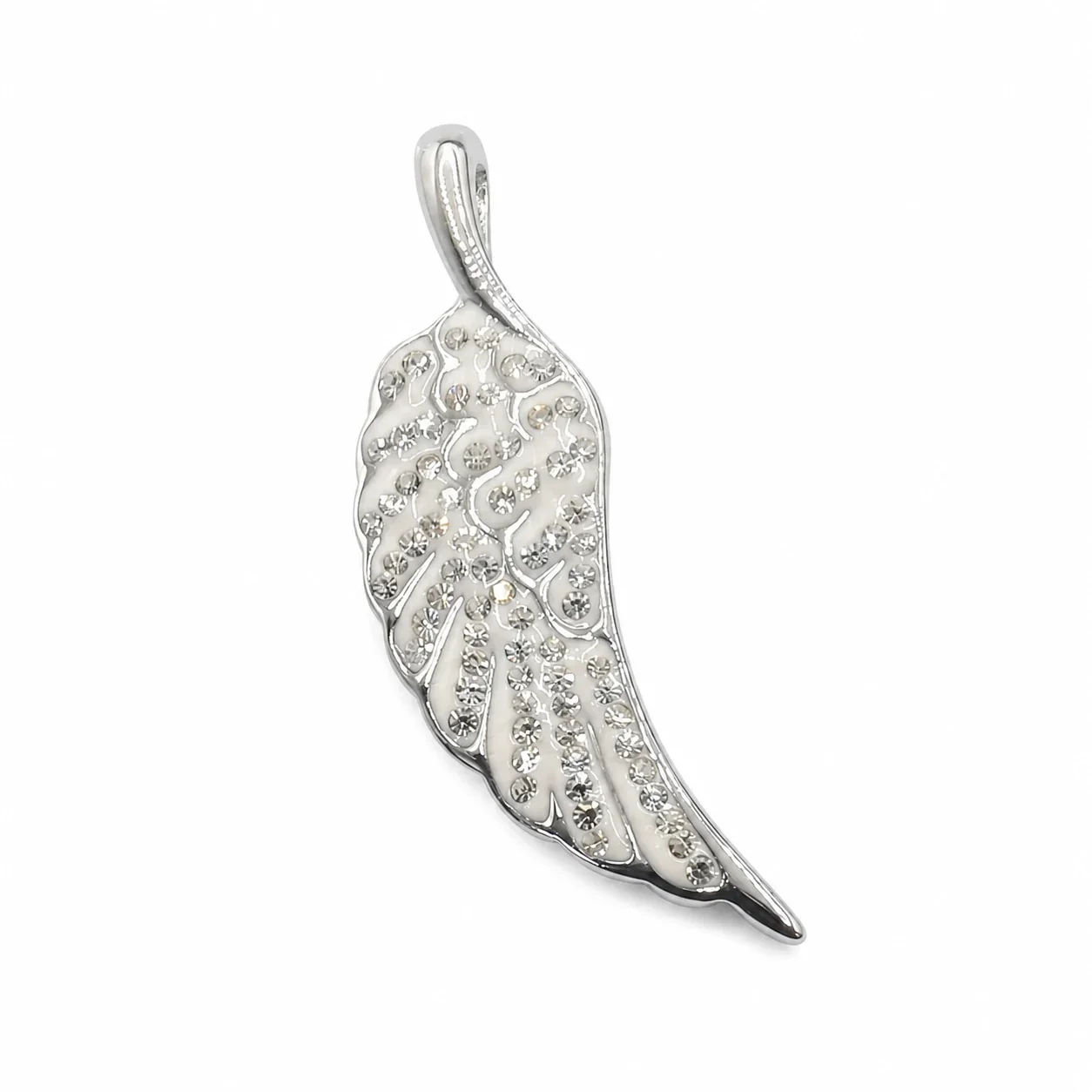 Swept Wing 316 Stainless Steel Pavé Crystal Pendant - Silver B