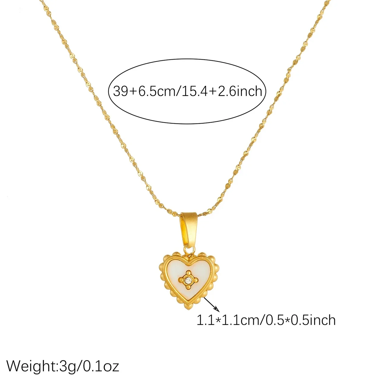 Heart Jewelry Set, White Inlay and Crystal Centers, Gold-Plated