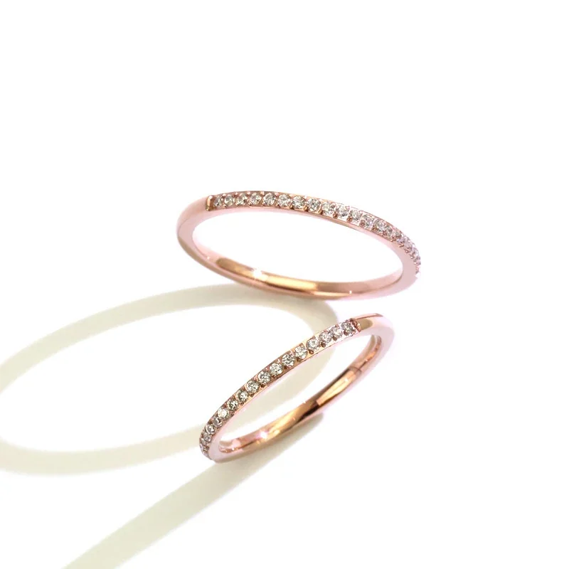 Delicate 18K Rose Gold-Plated Pavé Half-Eternity Ring
