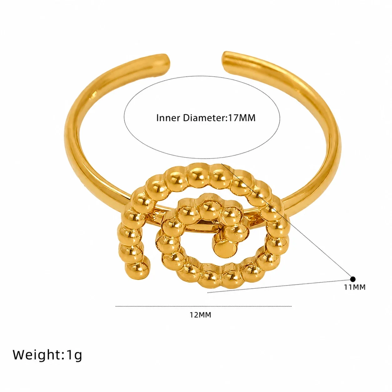 Delicate 18K Gold-Plated Bow Open-Front Stacking Ring - Gold Spiral Shell