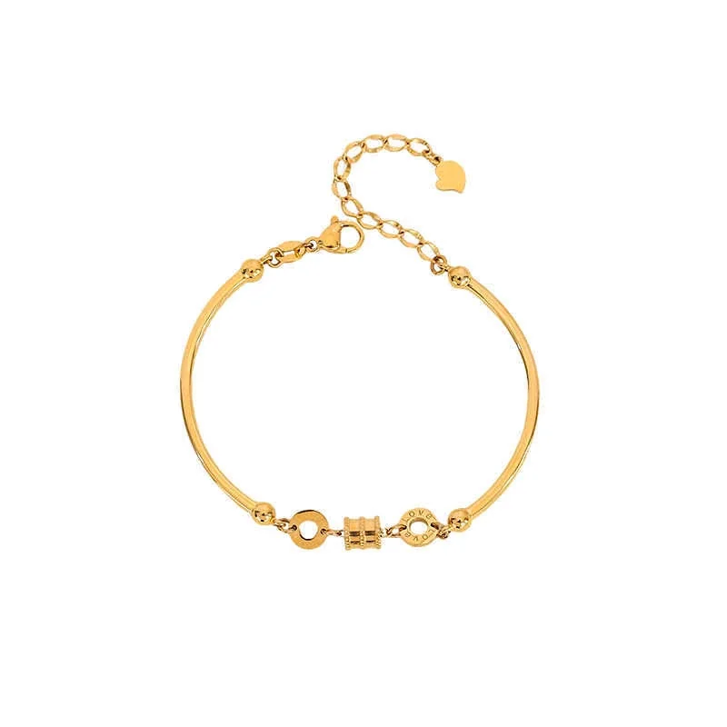 Lock Bangle Bracelet with Infinity Link, Gold-Plated Stainless Steel