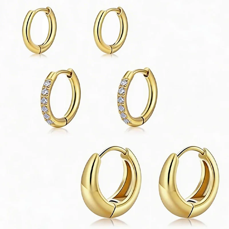 Sleek 316 Stainless Steel Smooth Pavé Teardrop Huggie PVD Earrings