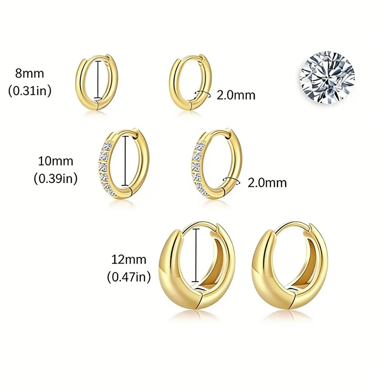 Sleek 316 Stainless Steel Smooth Pavé Teardrop Huggie Earrings