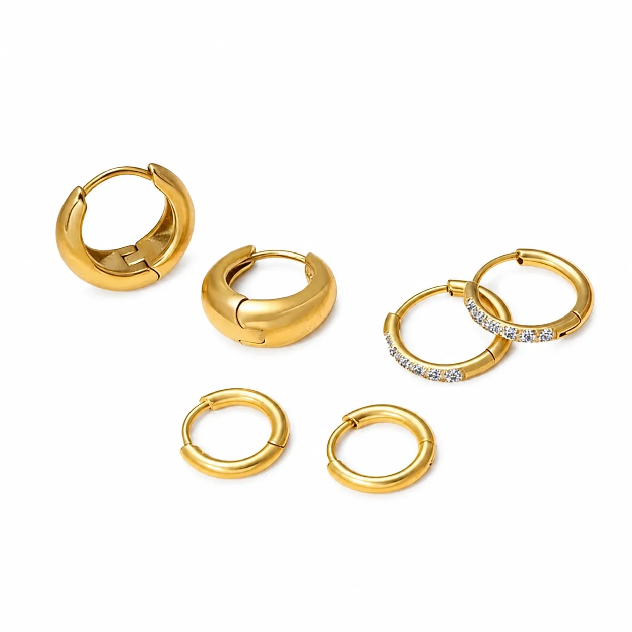 Sleek 316 Stainless Steel Smooth Pavé Teardrop Huggie Earrings