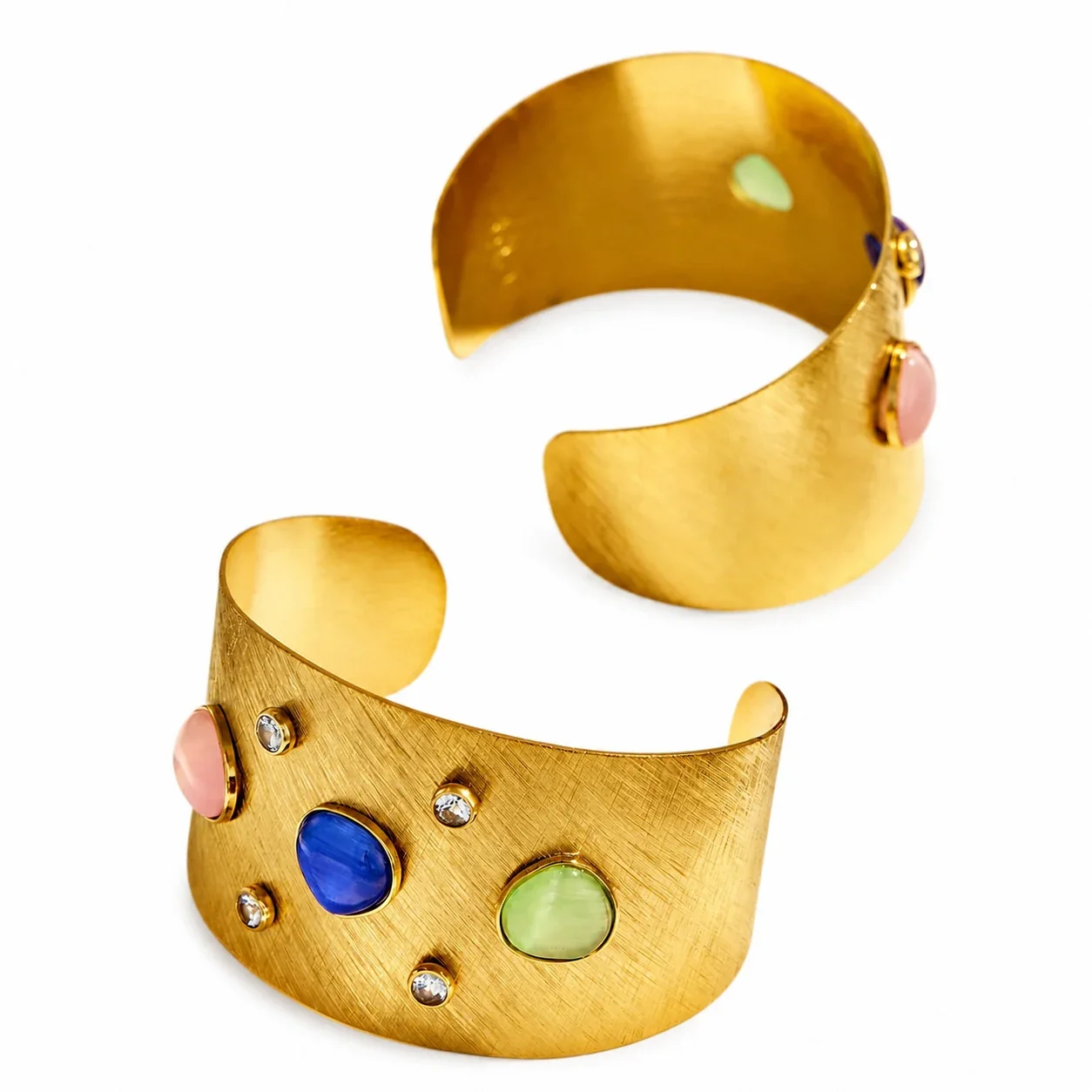 Artful Gold PVD 316L Brushed Gemstone Cuff Bracelet