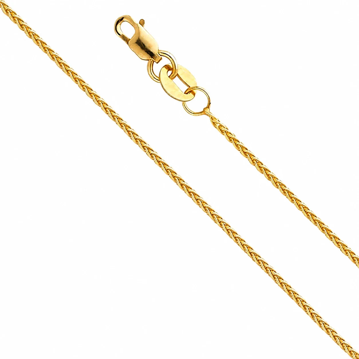 Sleek Gold-Plated Stainless Steel Wheat Chain Lobster Clasp Necklace - Gold mm Round Tag
