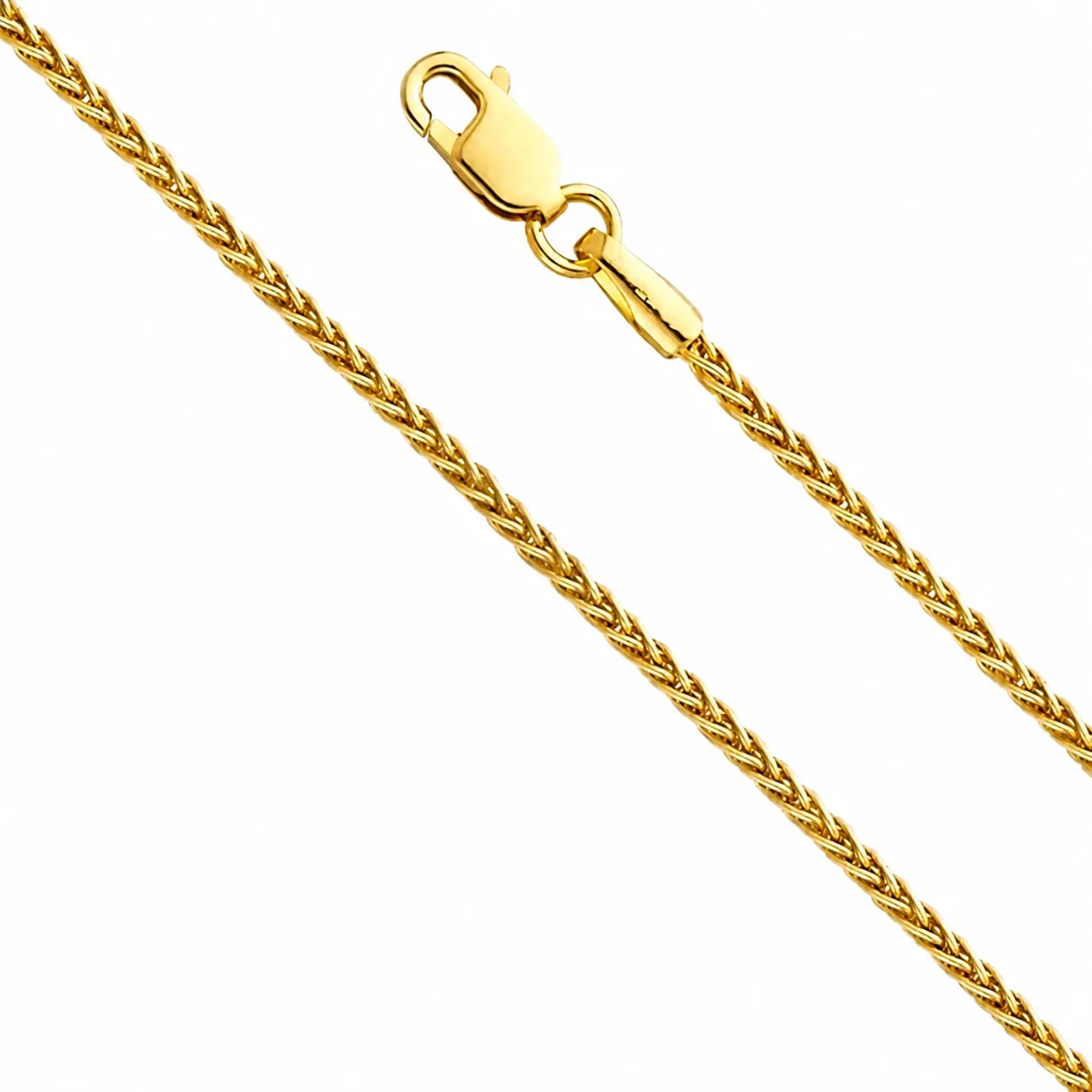 Sleek Gold-Plated Stainless Steel Wheat Chain Lobster Clasp Necklace - Gold mm Clip Tag