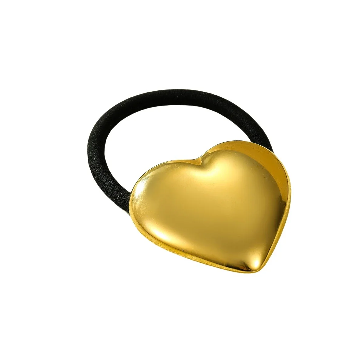 Hair Tie with Puffed Heart 18K Gold-Plated Stainless Steel