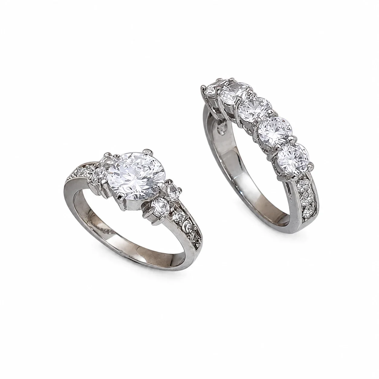 Brilliant 316 Stainless Steel Round CZ Pavé Solitaire Ring