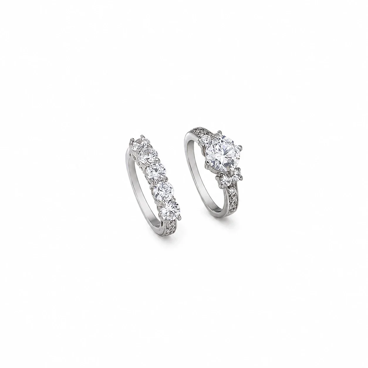 Brilliant 316 Stainless Steel Round CZ Pavé Solitaire Ring