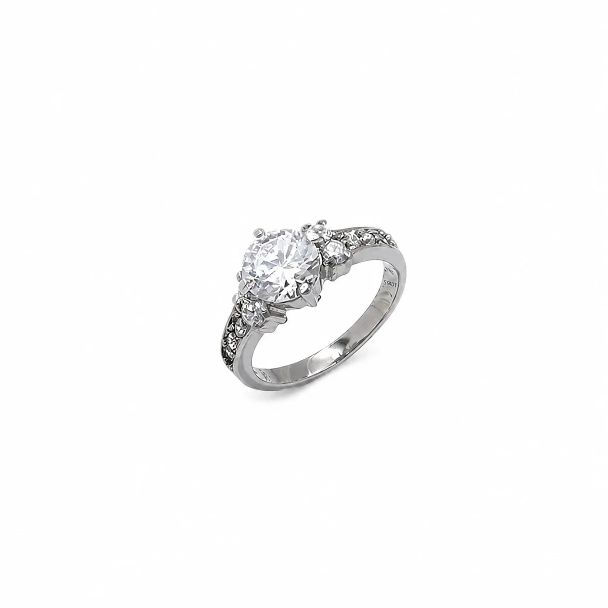 Brilliant 316 Stainless Steel Round CZ Pavé Solitaire Ring