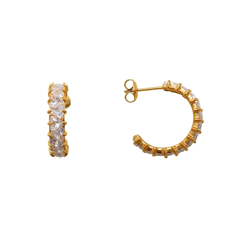 Radiant Gold-Plated 316 Stainless Steel Baguette Hoop Earrings